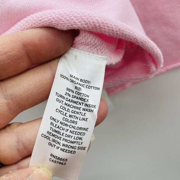 BP Womens Small Organic Cotton Crop Sweatshirt Pink Flower Embroidered 1699 - Picture 7 of 7